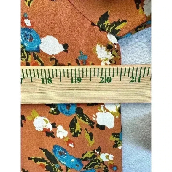 Pinkblush Maternity Dress Sz Medium V Neck Orange Floral Chiffon Long Sleeve - Picture 5 of 7